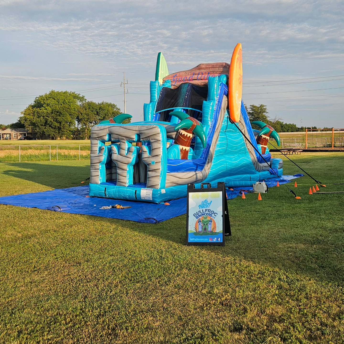 22 foot Wave Hopper water slide rental in backyard